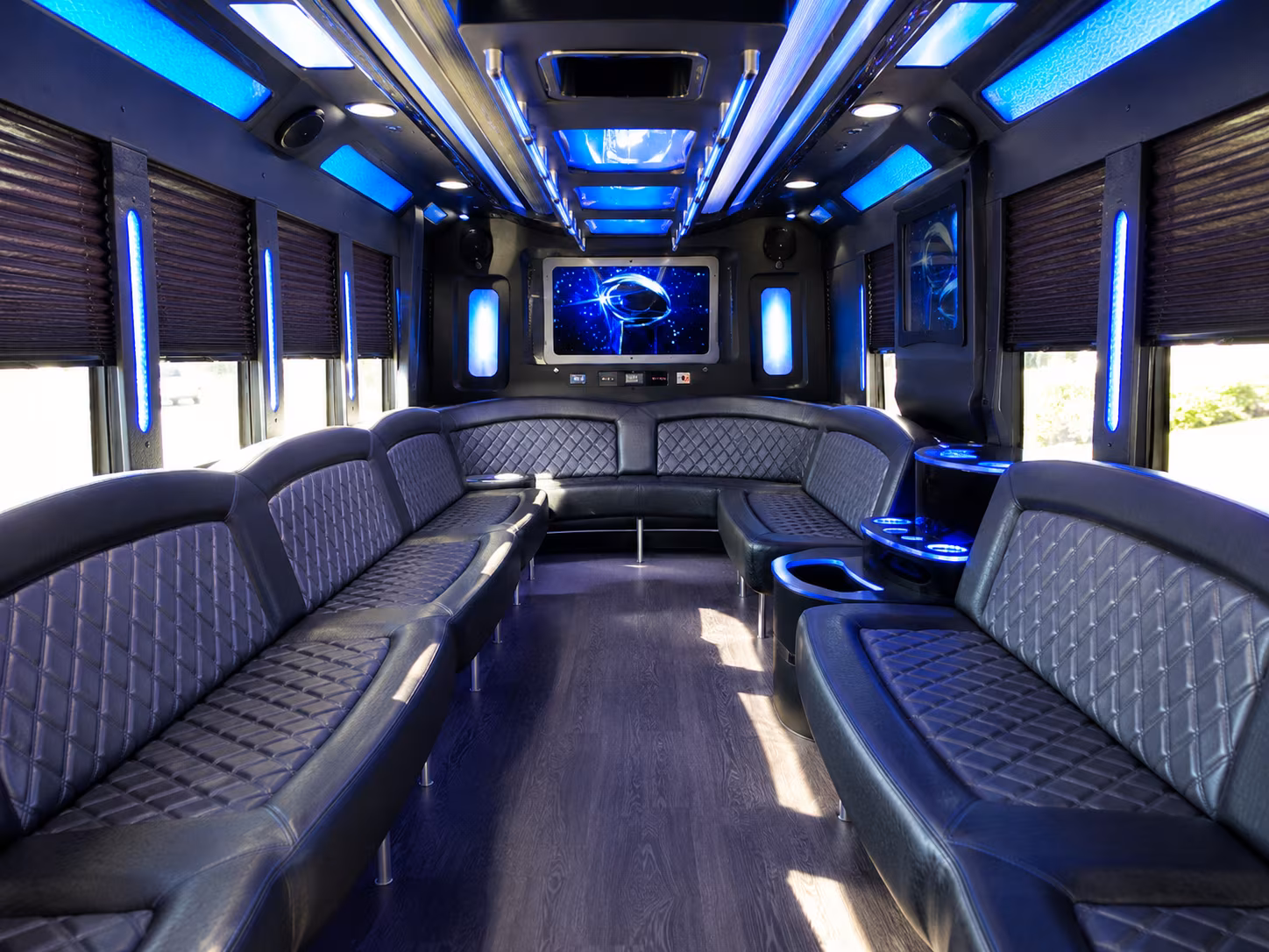 victoria 28 passenger party bus inside